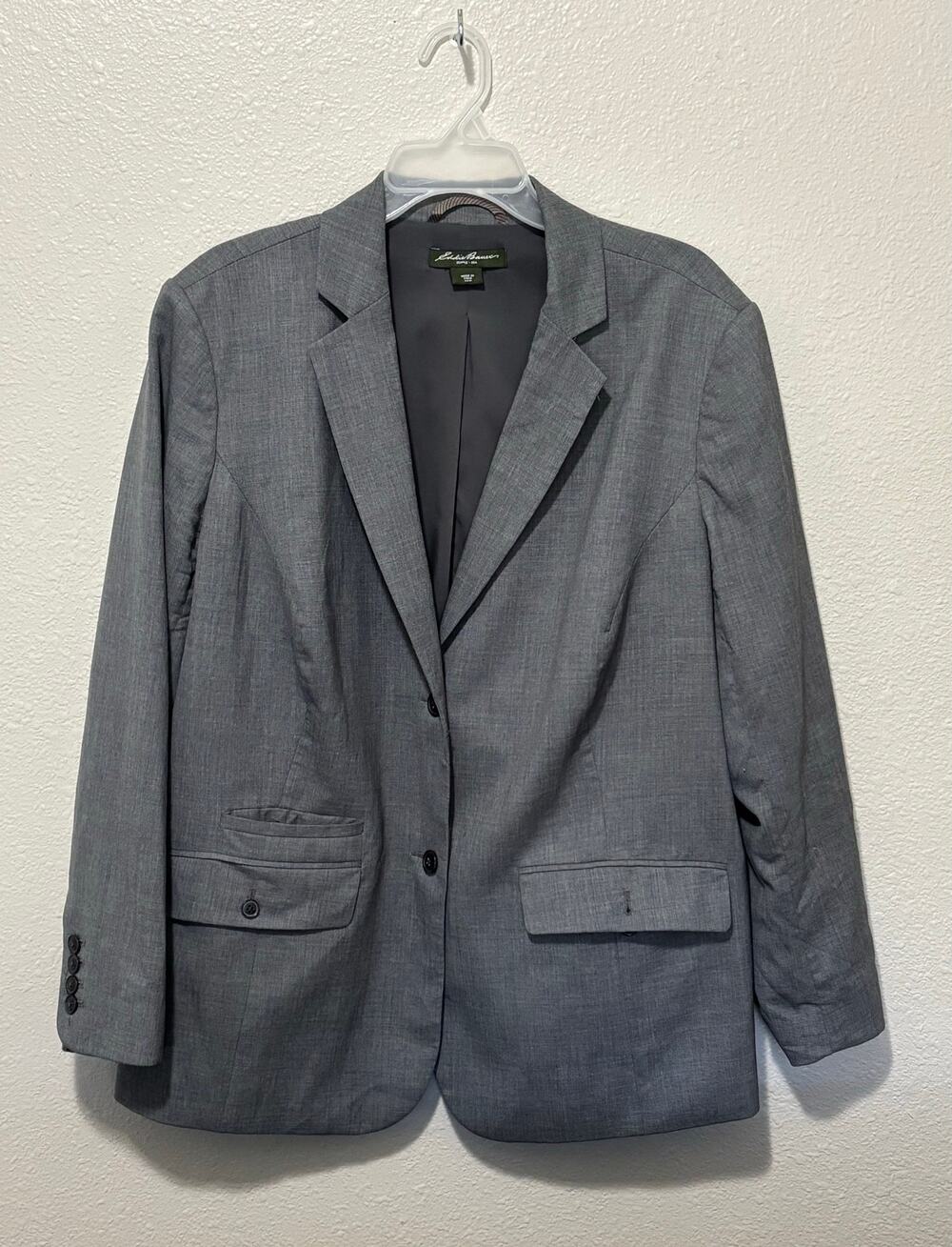 Women’s Eddie Bauer Wool Blend Gray Blazer Dress Jacket Work, size 20 XXL